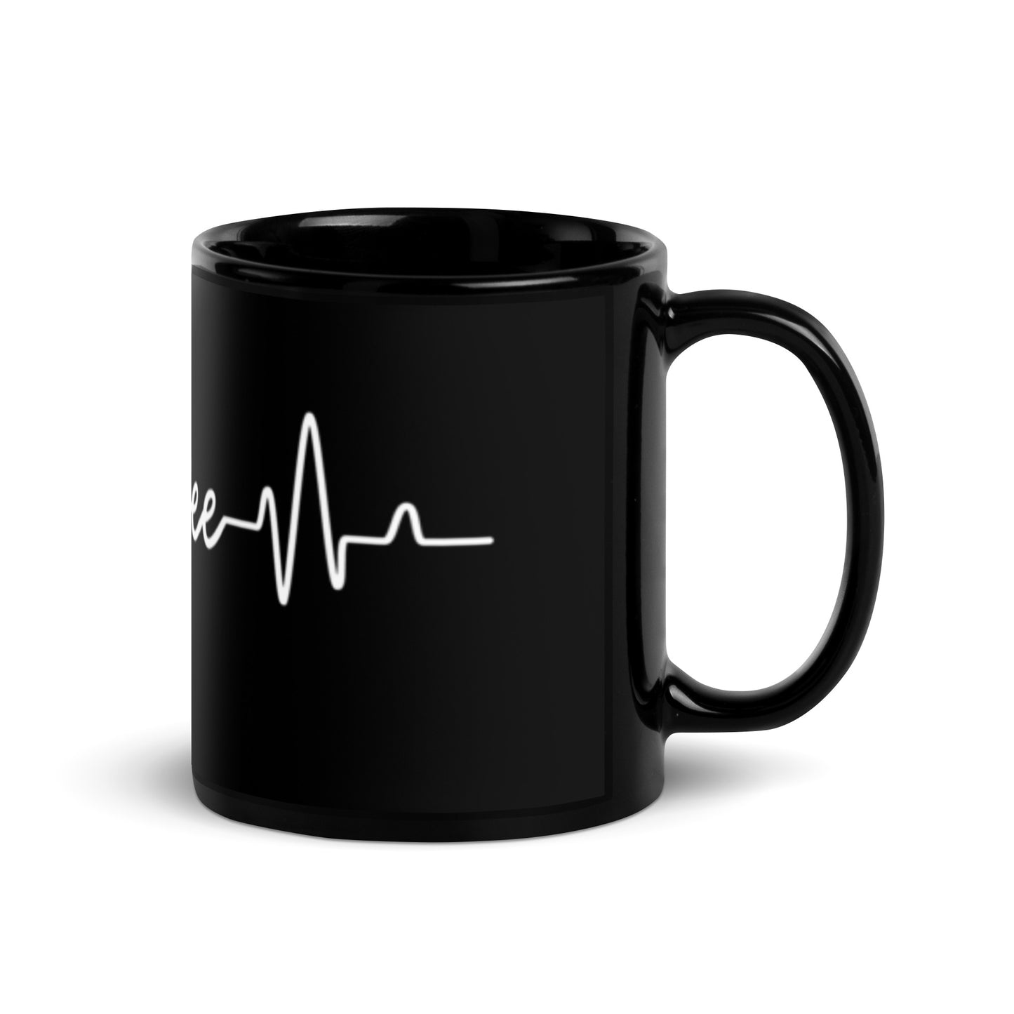 Coffee Heartbeat - Black Glossy Mug