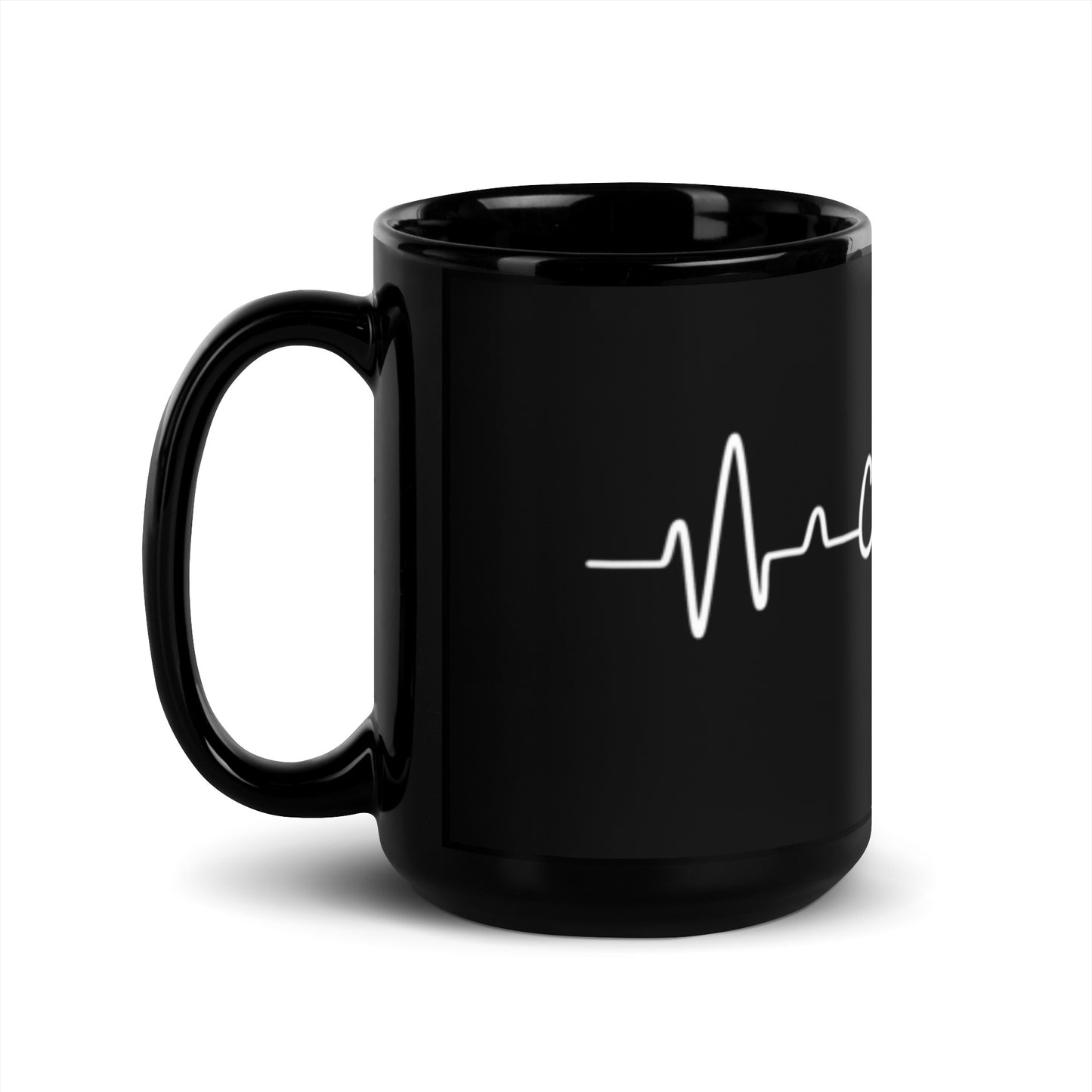 Coffee Heartbeat - Black Glossy Mug